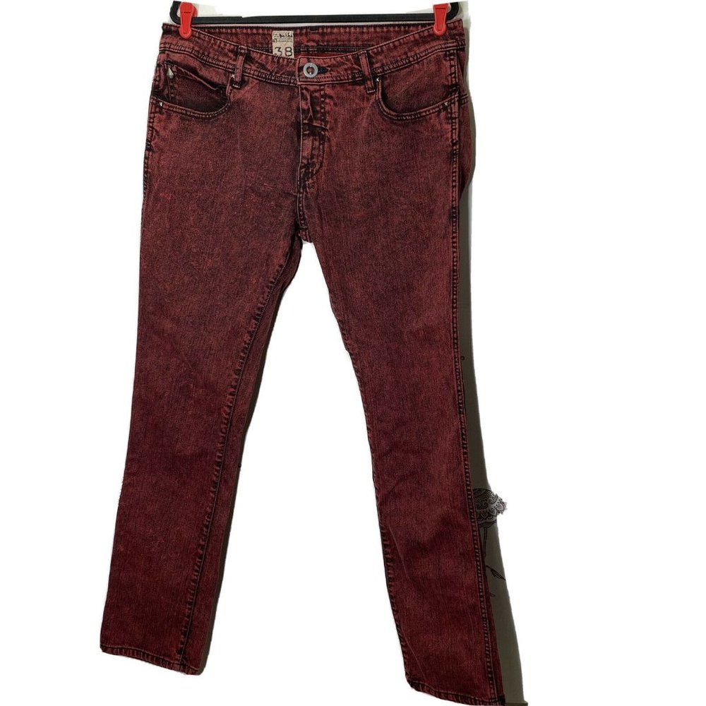 COPY - Volcom Entertainment Red Acid Wash Skinny …